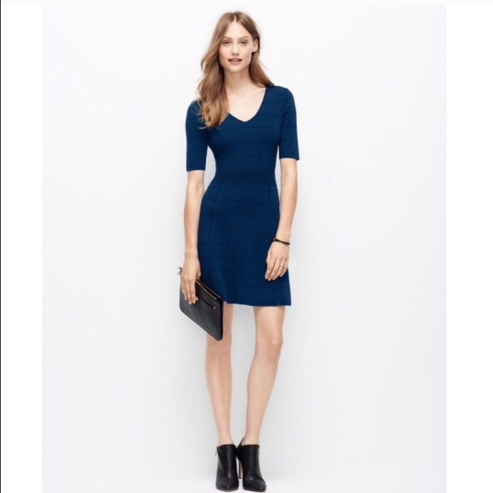 Navy Ann Taylor stretch fitted dress